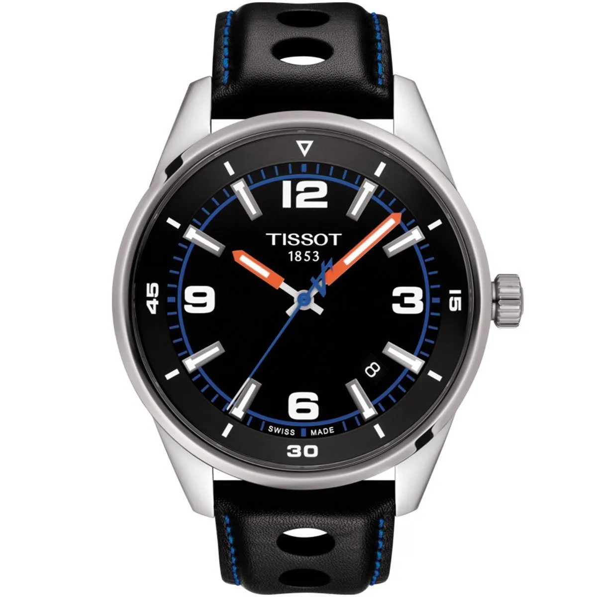 TISSOT ALPINE 22MM BLACK LEATHER STRAP