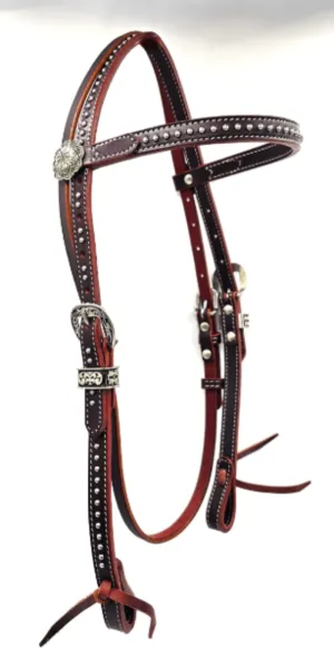 Toprail Equine Bridle Harness Leather with Antique Fittings