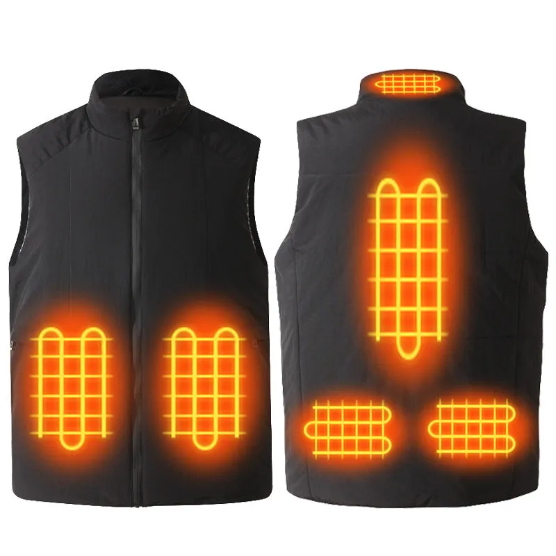 Unisex 6 Area Black Graphene Heated Gilet