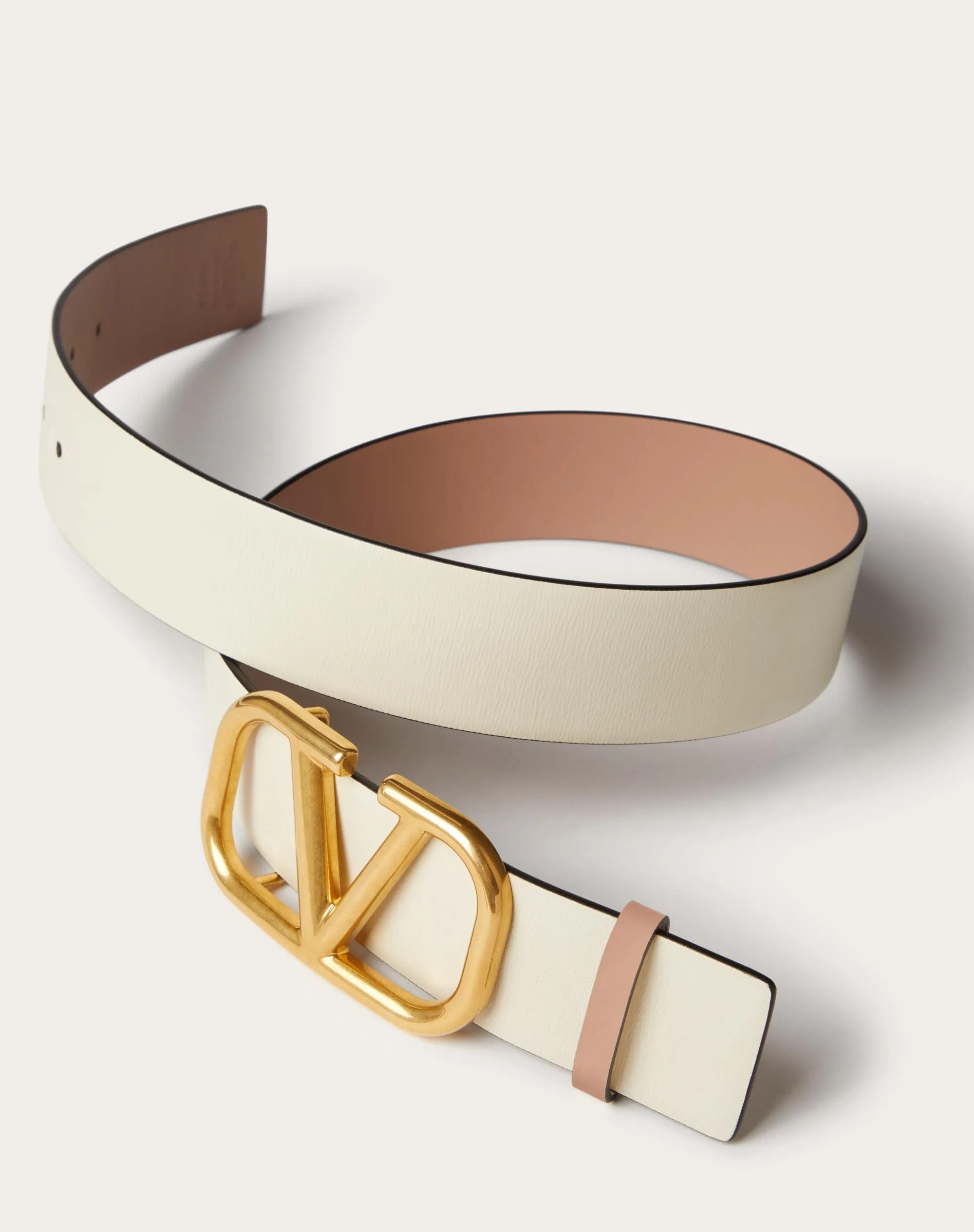 VALENTINO GARAVANI  REVERSIBLE VLOGO SIGNATURE BELT IN GLOSSY CALFSKIN 40 MM