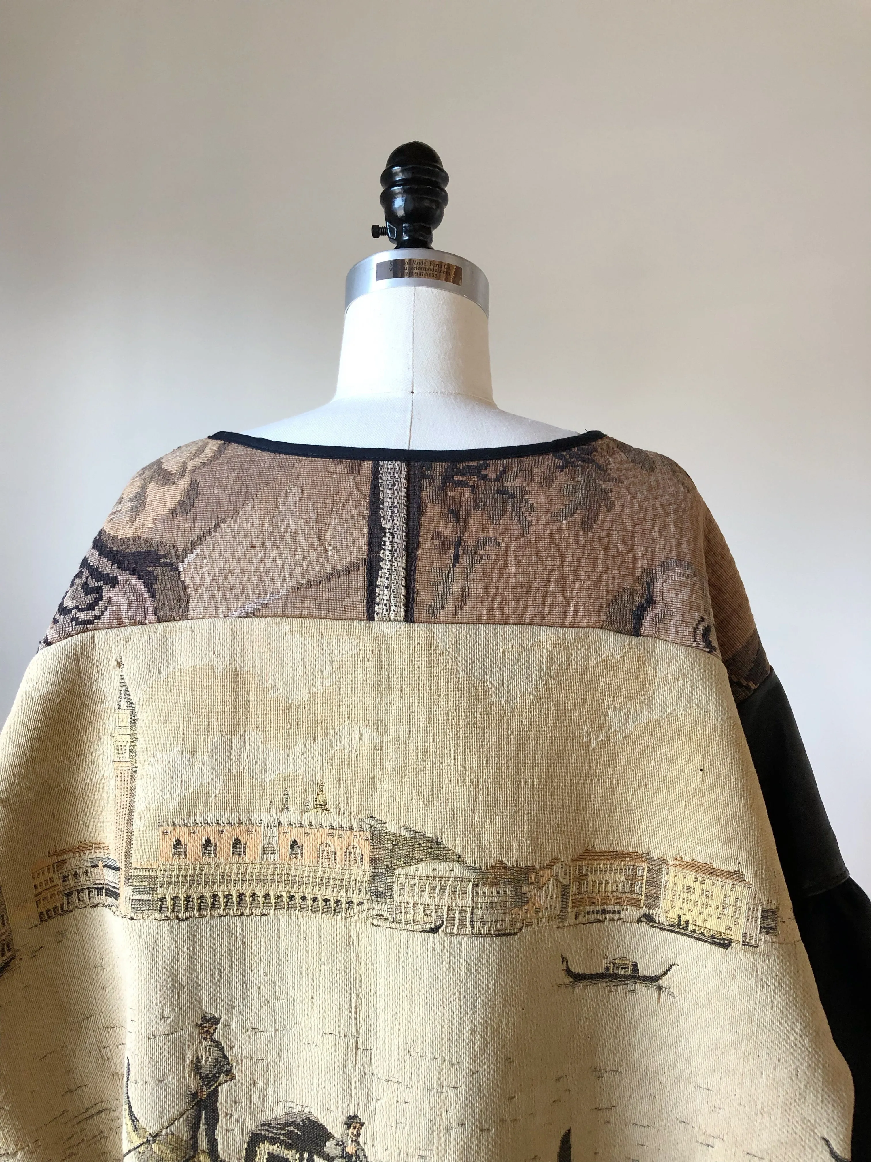 venice tapestry and leather big shirt jacket