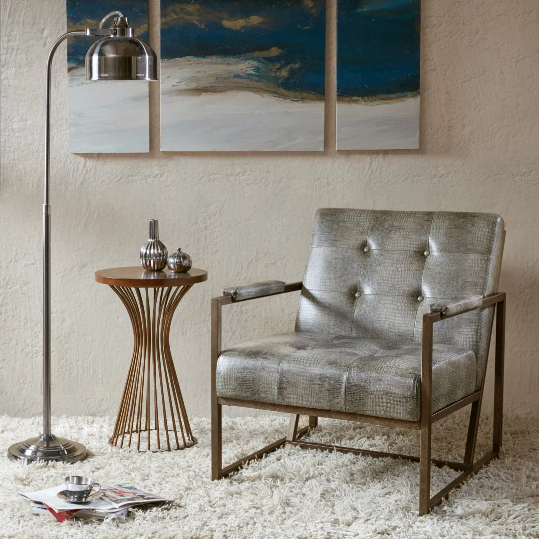 Wembley Armchair Steelside™ Leather Type: Gray Faux Leather