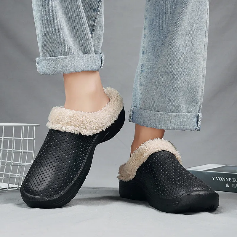 Winter Men Cotton Casual Shoes with fur Slippers