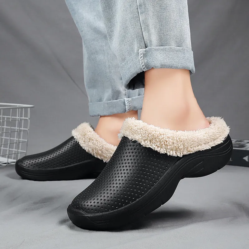 Winter Men Cotton Casual Shoes with fur Slippers