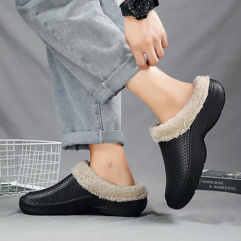 Winter Men Cotton Casual Shoes with fur Slippers