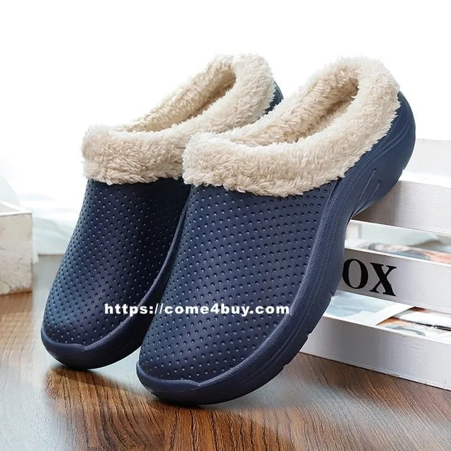 Winter Men Cotton Casual Shoes with fur Slippers