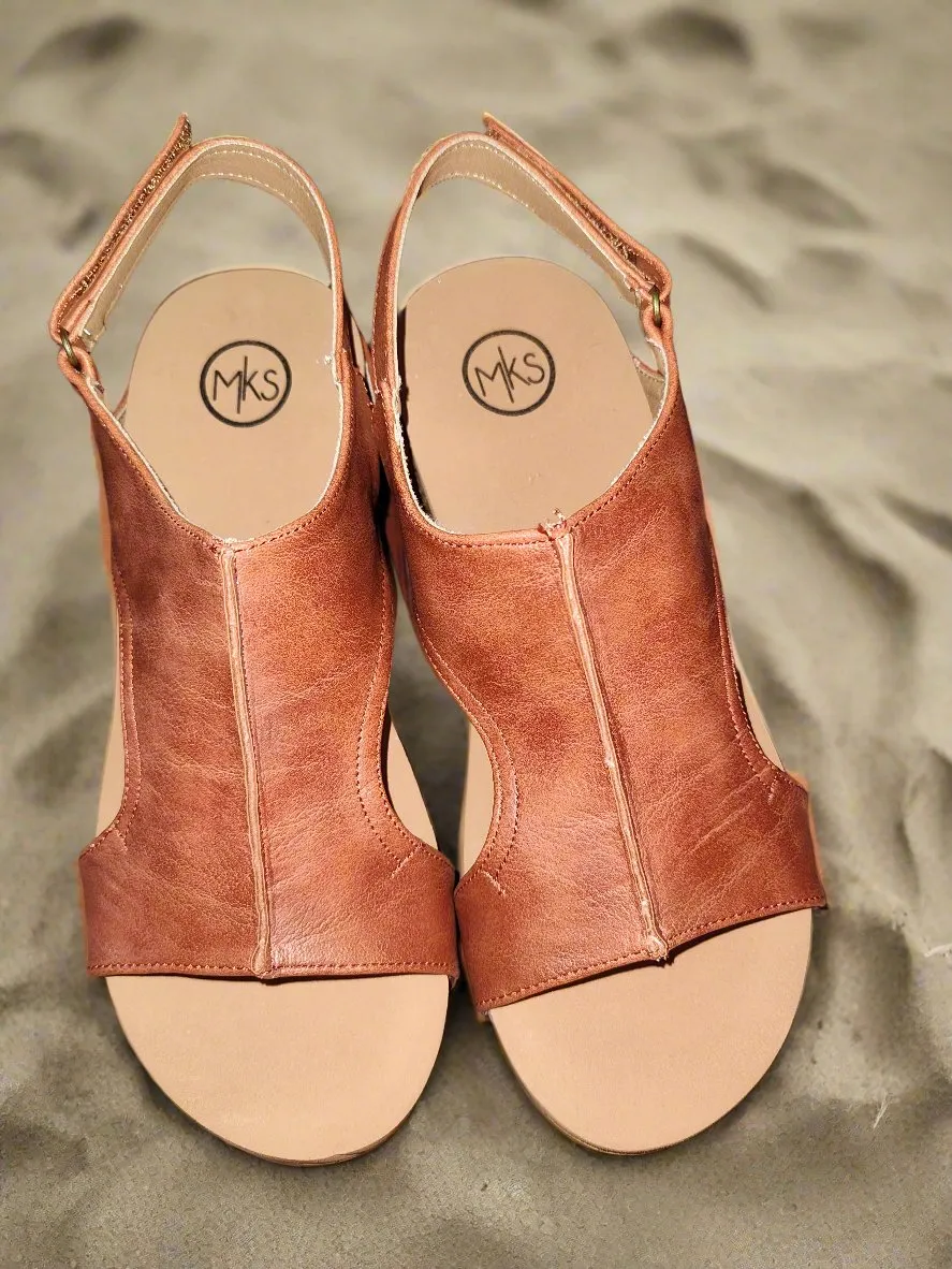 Women's Brown Wedge Platform Sandals