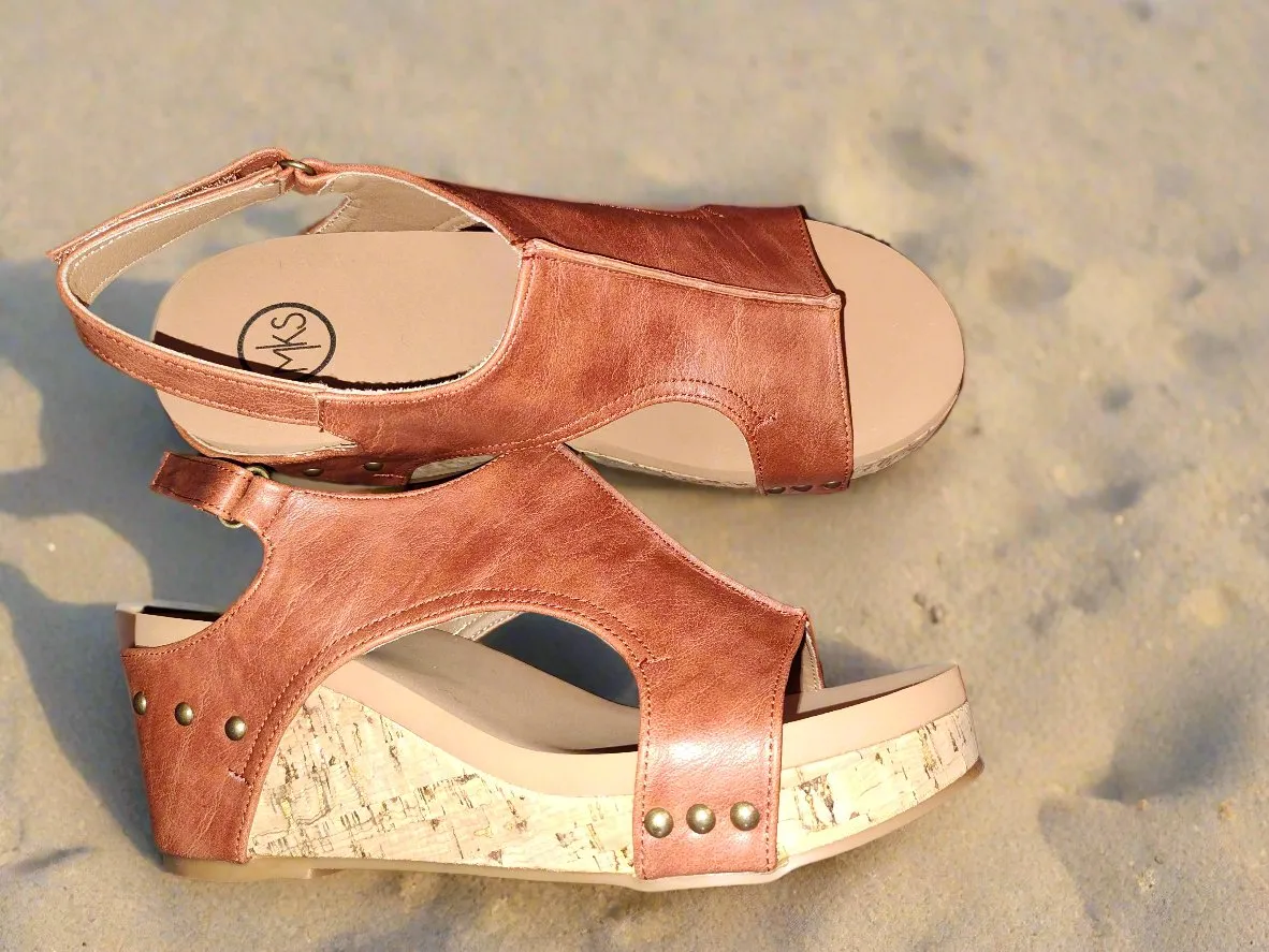 Women's Brown Wedge Platform Sandals