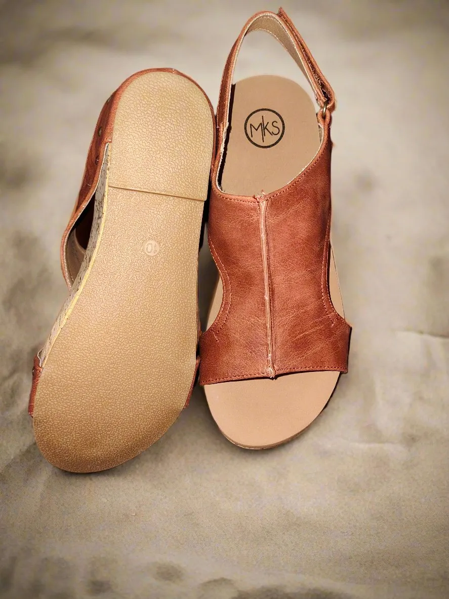 Women's Brown Wedge Platform Sandals