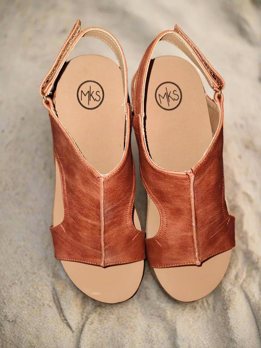 Women's Brown Wedge Platform Sandals