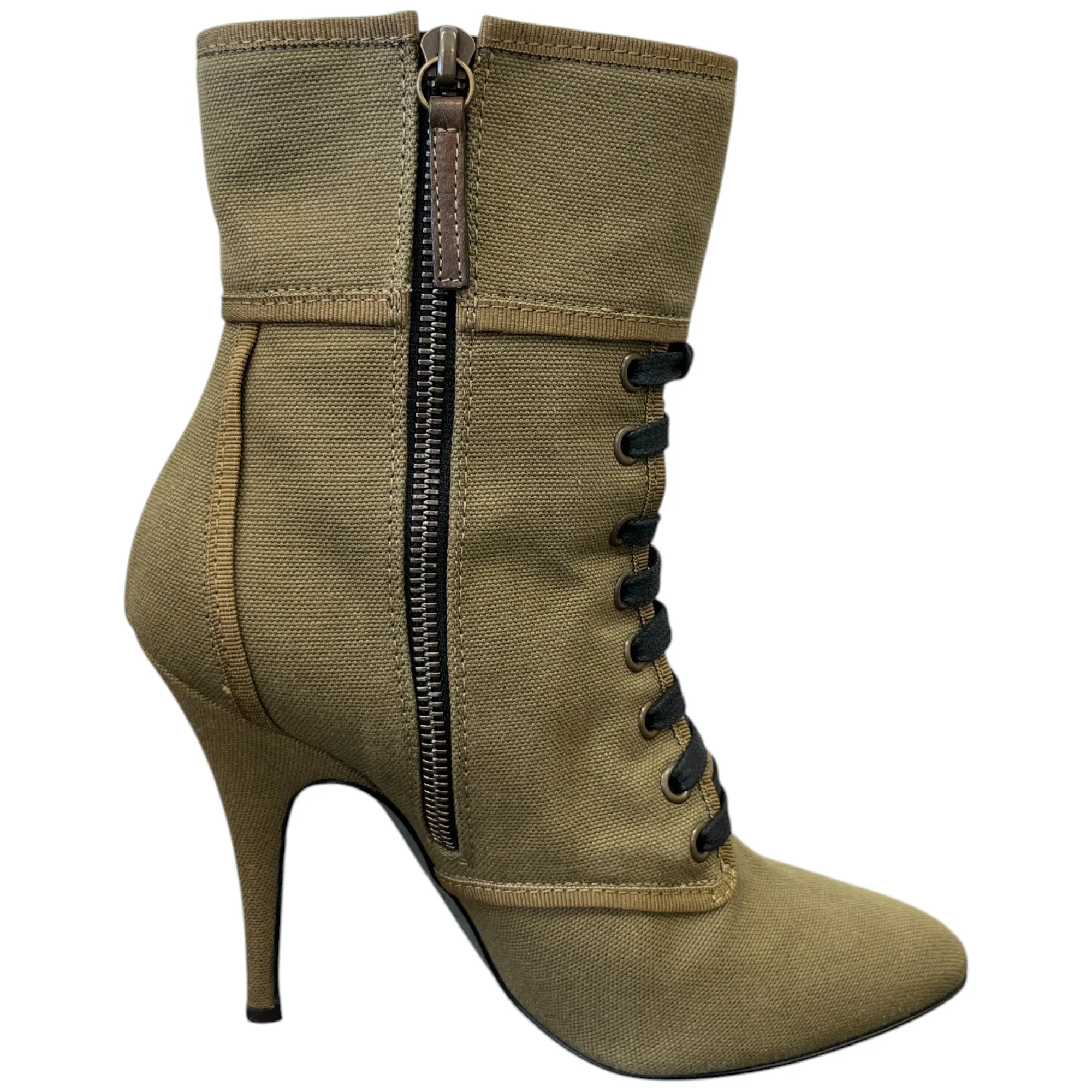 Women's Lace Up Ankle Boots Khaki Size EU 38 / UK 5