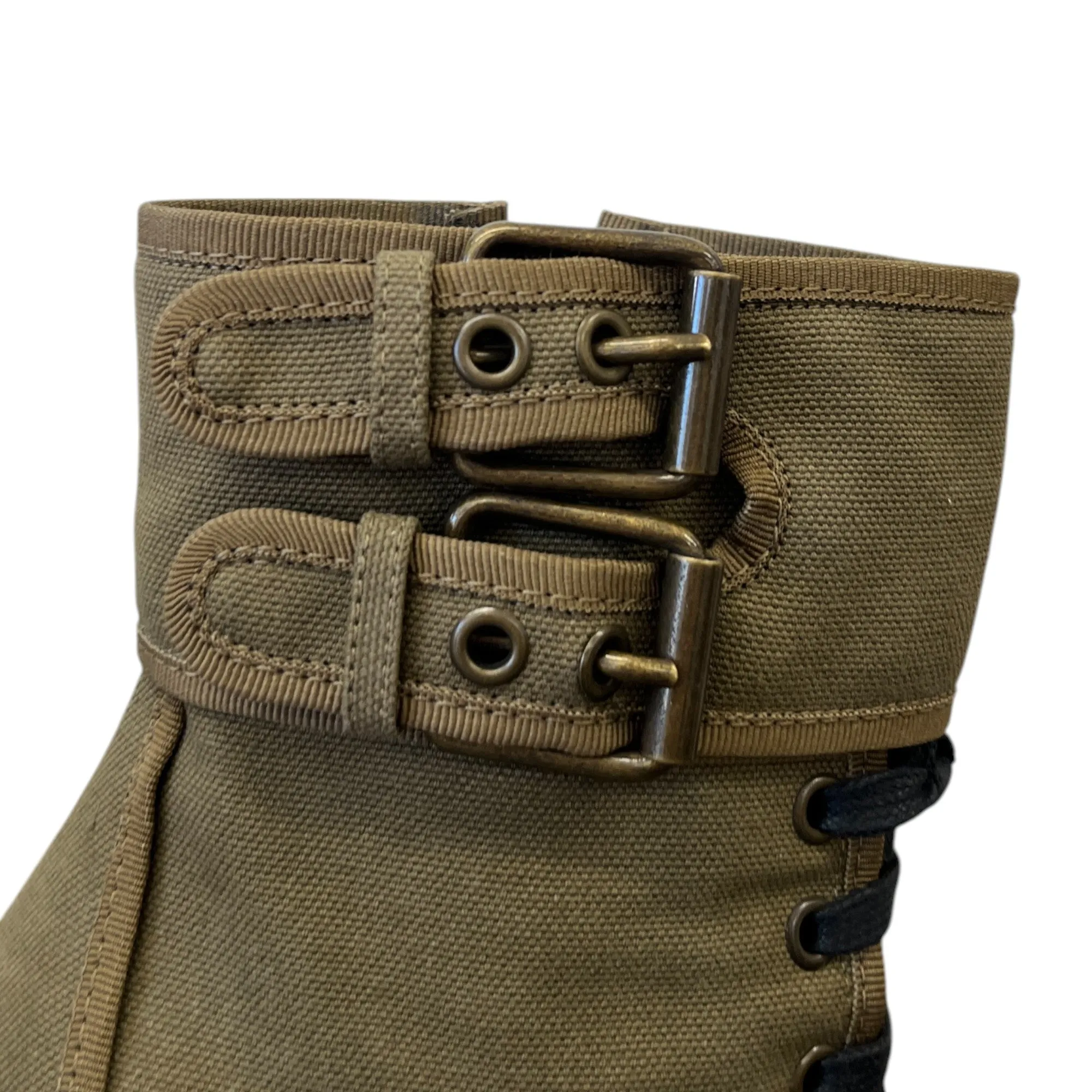 Women's Lace Up Ankle Boots Khaki Size EU 38 / UK 5