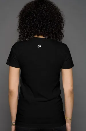 womens power fist t shirt black